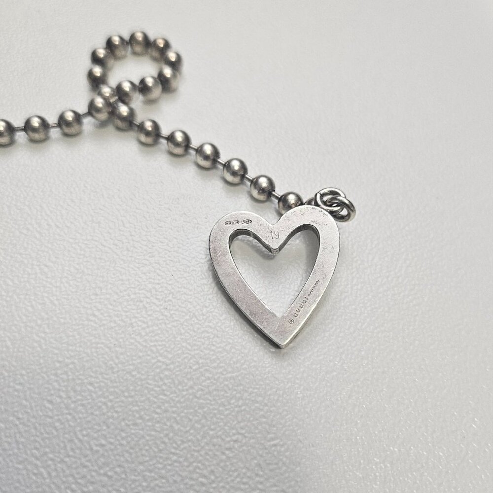 Gucci Sterling Silver Ball Chain Heart Toggle Bracelet Silver 925 - Picture 3 of 6